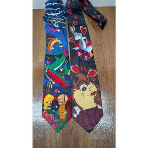 Looney Tunes Cartoon Neckties Bugs Bunny Taz  Daffy Duck  Vintage Novelty Ties
